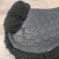 Quilt Sheepskin Half Pad, rolled edges *vgc, clean, mnr hair, rubs, clumpy, faded
