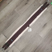 Nylon Web Fleece Lined Girth, 2x Els, D Ring *gc, clean, stains, hairy, clumpy, dingy, rubs, pills
