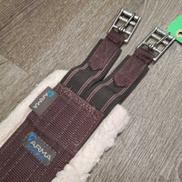 Nylon Web Fleece Lined Girth, 2x Els, D Ring *gc, clean, stains, hairy, clumpy, dingy, rubs, pills
