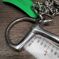 Curved Mullen Mouth Kimberwick Bit, chain *gc, clean, scuffs, scratches
