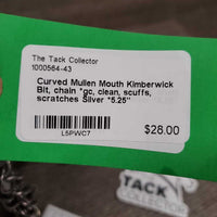 Curved Mullen Mouth Kimberwick Bit, chain *gc, clean, scuffs, scratches
