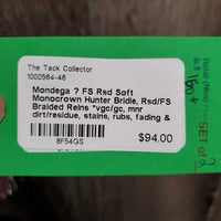 FS Rsd Soft Monocrown Hunter Bridle, Rsd/FS Braided Reins *vgc/gc, mnr dirt/residue, stains, rubs, fading & creases

