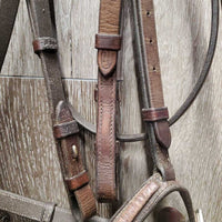 Rsd Bridle, Plain Curb Reins *gc, faded, rubs, scrapes, clean, dry, stiff, older, mismatched
