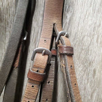 Rsd Bridle, Plain Curb Reins *gc, faded, rubs, scrapes, clean, dry, stiff, older, mismatched
