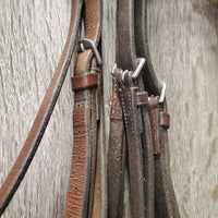 Rsd Bridle, Plain Curb Reins *gc, faded, rubs, scrapes, clean, dry, stiff, older, mismatched
