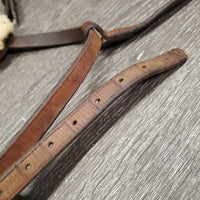 Flat Leather Figure 8 Noseband ONLY *gc/fair, clean, older, cut, chewed, scrapes, stains

