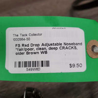 FS Rsd Drop Adjustable Noseband *fair/poor, clean, deep CRACKS, older
