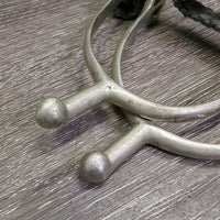 Light Narrow Round End Spurs, 1 Braided Nylon Spur Strap Only *vgc/gc, rubs, stains, scratches, widened, clean
