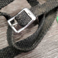 Nubby POW Spurs, Braided Nylon Spur Straps *gc, clean & dirty, residue, scrapes, widened, scratches
