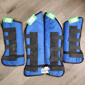 Tall Front & Hind Shipping Boots, Fleece Lined *gc, mnr stains, hairy velcro, dirt & rubs, clean, clumpy, older