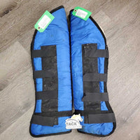 Tall Front & Hind Shipping Boots, Fleece Lined *gc, mnr stains, hairy velcro, dirt & rubs, clean, clumpy, older
