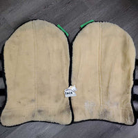 Tall Front & Hind Shipping Boots, Fleece Lined *gc, mnr stains, hairy velcro, dirt & rubs, clean, clumpy, older
