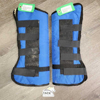 Tall Front & Hind Shipping Boots, Fleece Lined *gc, mnr stains, hairy velcro, dirt & rubs, clean, clumpy, older
