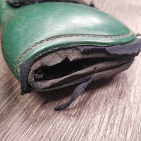 Pr Open Front Boots, velcro *fair, rubs, mnr hair, dirty, older, stains, torn edges, stretched elastic
