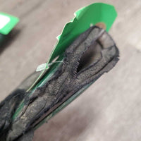 Pr Open Front Boots, velcro *fair, rubs, mnr hair, dirty, older, stains, torn edges, stretched elastic
