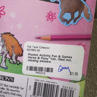 Pocket Activity Fun & Games Horse & Pony *fair, filled out, missing stickers
