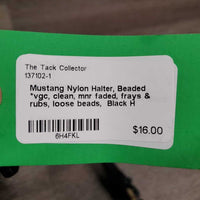 Nylon Halter, Beaded *vgc, clean, mnr faded, frays & rubs, loose beads