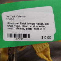 Thick Nylon Halter, adj, snap *vgc, clean, stains, older, v.stiff, twists, older
