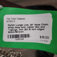 Nylon Lunge Line, 29" Nose Chain, snap loop end, rubber disc end *vgc/gc, mnr dirt & torn edges, rust

