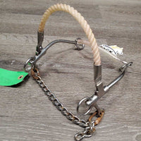 #937 Jim Warner Lariat Noseband Mechanical Western Hackamore, Chain *gc, clean, v.rusty connectors, stains
