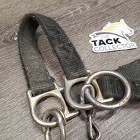 Thick Nylon Halter, attached Chin Chain *fair, v.dirty, xholes, frays, v.rubbed, snags, stains, faded
