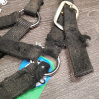 Thick Nylon Halter, attached Chin Chain *fair, v.dirty, xholes, frays, v.rubbed, snags, stains, faded
