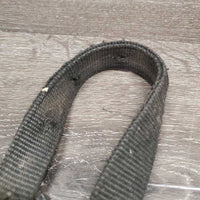 Thick Nylon Halter, attached Chin Chain *fair, v.dirty, xholes, frays, v.rubbed, snags, stains, faded
