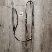 Rolled Leather Cattle Show Halter, Nose Chain Short Leather Lead Shank *gc, clean, residue, twisted, film
