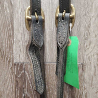 Rolled Leather Cattle Show Halter, Nose Chain Short Leather Lead Shank *gc, clean, residue, twisted, film
