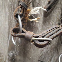 Leather Side Pull *fair, chewed/missing noseband, clean, v.stiff & dry
