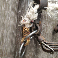 Leather Side Pull *fair, chewed/missing noseband, clean, v.stiff & dry
