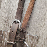 Leather Side Pull *fair, chewed/missing noseband, clean, v.stiff & dry
