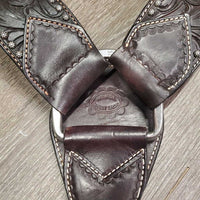 Wide Thick Leather Breastcollar, snap *vgc/xc, clean, mnr bent, scratches, stain & rub
