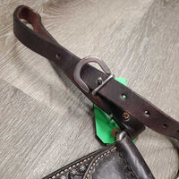 Wide Thick Leather Breastcollar, snap *vgc/xc, clean, mnr bent, scratches, stain & rub
