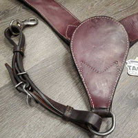 Wide Thick Leather Breastcollar, snap *vgc/xc, clean, mnr bent, scratches, stain & rub
