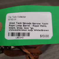 Narrow Yacht Rope Loop Barrel - Roper Reins, loops, snap, lace *gc, chewed/broken loop
