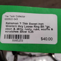 Thin Sweet Iron Western Hvy Loose Ring Bit *gc, clean & dirty, rusty, rubs, scuffs & scratches
