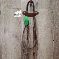 Soft Double Stitch Headstall, Conchos *vgc, stains, rubs, mnr dirt, creases, xholes
