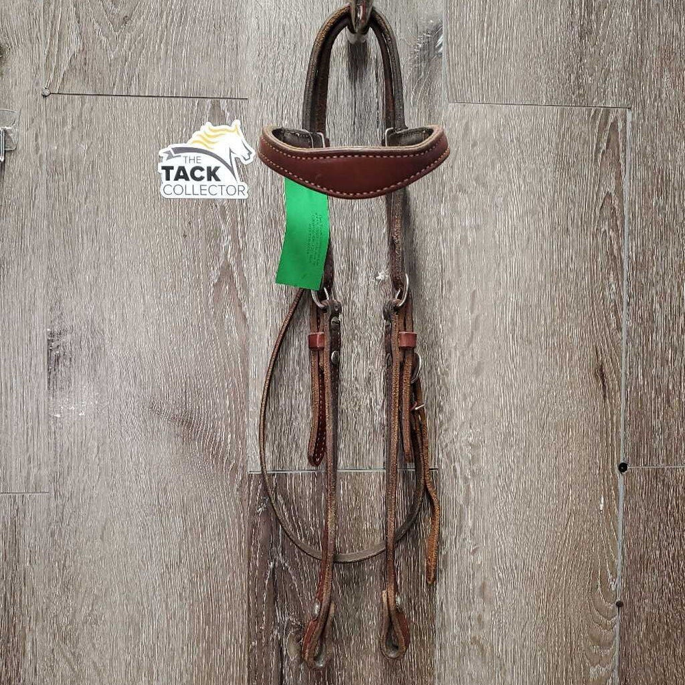 Soft Double Stitch Headstall, Conchos *vgc, stains, rubs, mnr dirt, creases, xholes