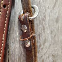 Soft Double Stitch Headstall, Conchos *vgc, stains, rubs, mnr dirt, creases, xholes