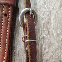 Soft Double Stitch Headstall, Conchos *vgc, stains, rubs, mnr dirt, creases, xholes