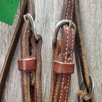 Soft Double Stitch Headstall, Conchos *vgc, stains, rubs, mnr dirt, creases, xholes

