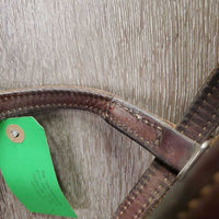 Soft Double Stitch Headstall, Conchos *vgc, stains, rubs, mnr dirt, creases, xholes
