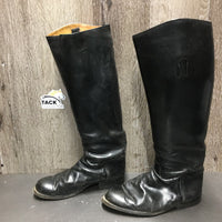 Thick Dress Boots, Pull on, Black Plastic Forms, 1 Boot Pull *gc, older, scrapes, rubs, scratches
