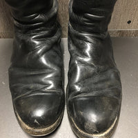 Thick Dress Boots, Pull on, Black Plastic Forms, 1 Boot Pull *gc, older, scrapes, rubs, scratches
