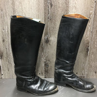 Thick Dress Boots, Pull on, Black Plastic Forms, 1 Boot Pull *gc, older, scrapes, rubs, scratches