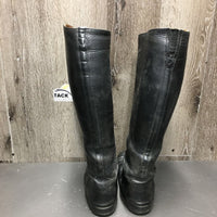 Thick Dress Boots, Pull on, Black Plastic Forms, 1 Boot Pull *gc, older, scrapes, rubs, scratches