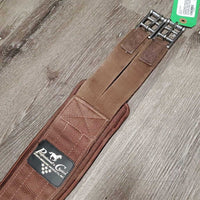 Nylon Web Neoprene Girth, velcro liner, 2x els, D ring *gc, clean, dirt, rubs, frayed els, puckers, older, curled edges
