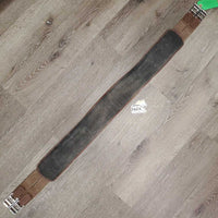 Nylon Web Neoprene Girth, velcro liner, 2x els, D ring *gc, clean, dirt, rubs, frayed els, puckers, older, curled edges

