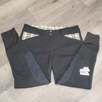 Euro Seat Breeches *gc/fair, twisted/split zipper, v.pilly inside & out, v.rubbed legs & seat, seam puckers, thread, loose stitching
